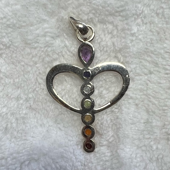 Sterling silver heart angel gemstone pendant - Picture 3 of 3